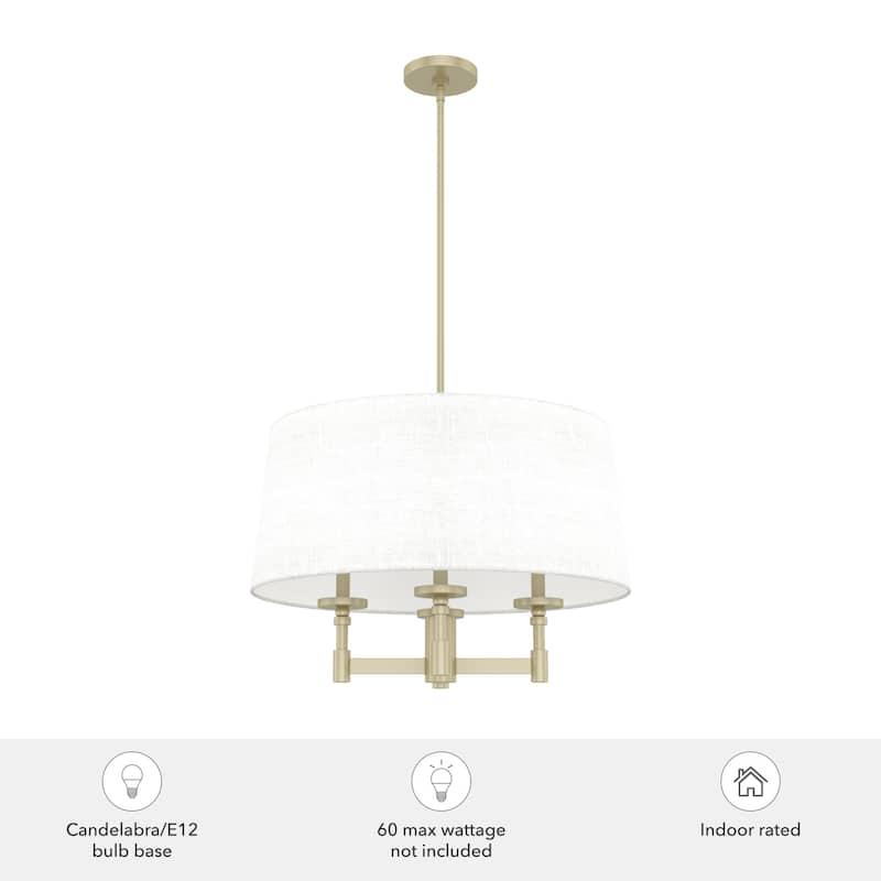 Hunter Briargrove 4-Light Chandelier with Shade - Kitchen Island, Dining Room, Entry - Geometric, Transitional - 24"