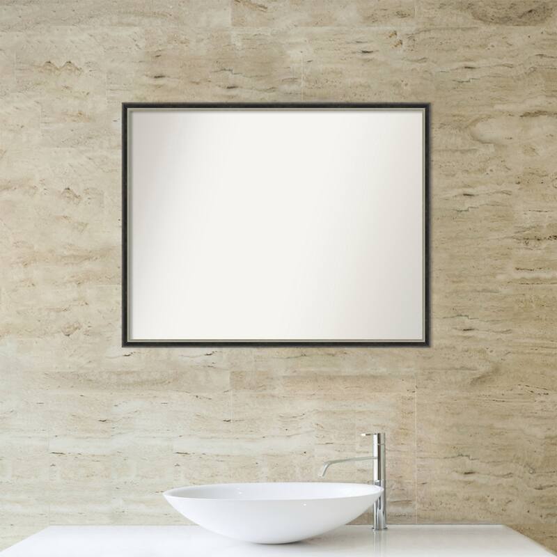 Theo Narrow Non-Beveled Wood Framed Bathroom Vanity Wall Mirror