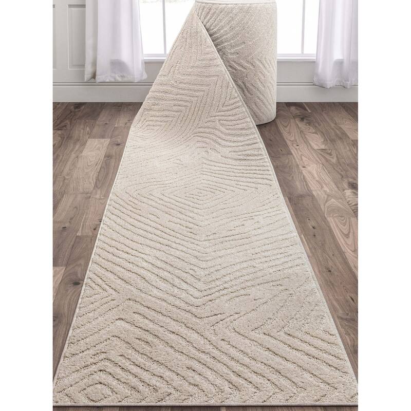 Custom Size Runner Harlow Relajo Modern Solid Striped Soft Stair Rug
