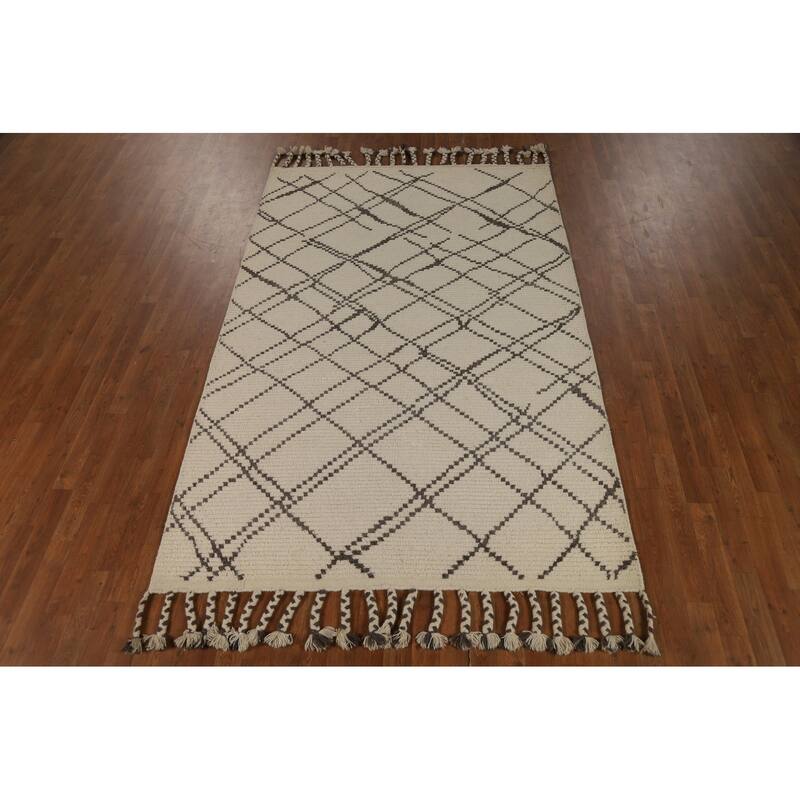 Trellis Moroccan Oriental Area Rug Handmade Wool Carpet - 5'2" x 8'1"