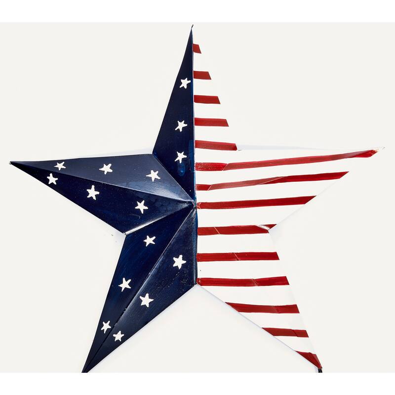 30" Iron July 4th, Independence Day American Flag Star Stake