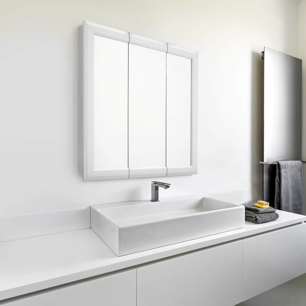 Design House White Bathroom Wall Cabinet with Mirrored Door