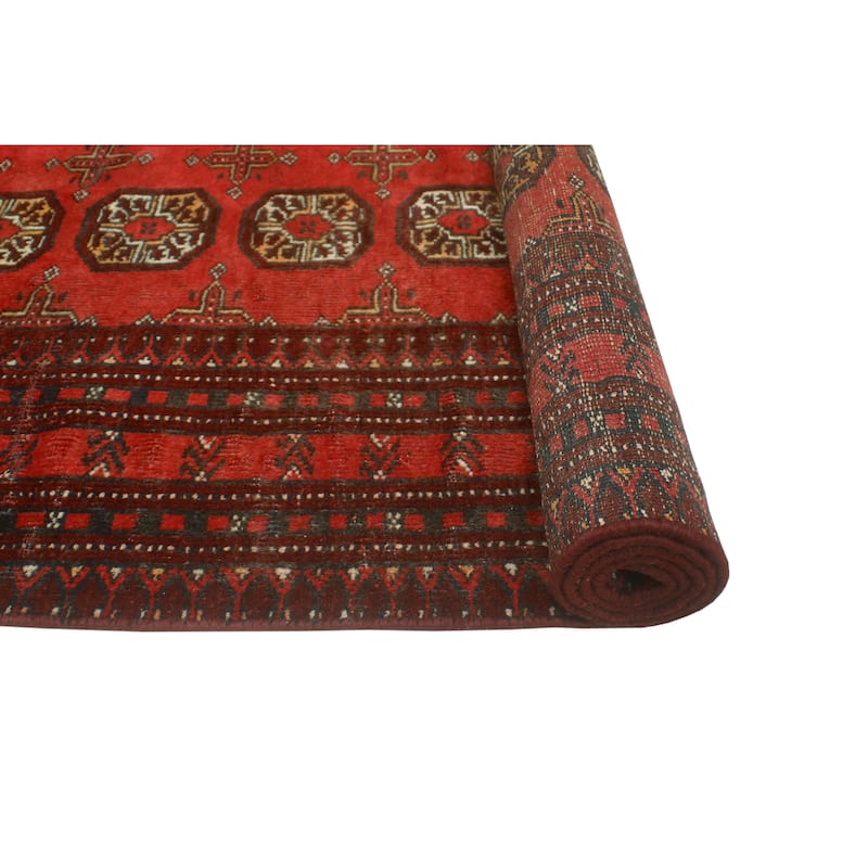 Vintage Distressed Damian Red/Burgundy Rug - 3'7" x 6'4"