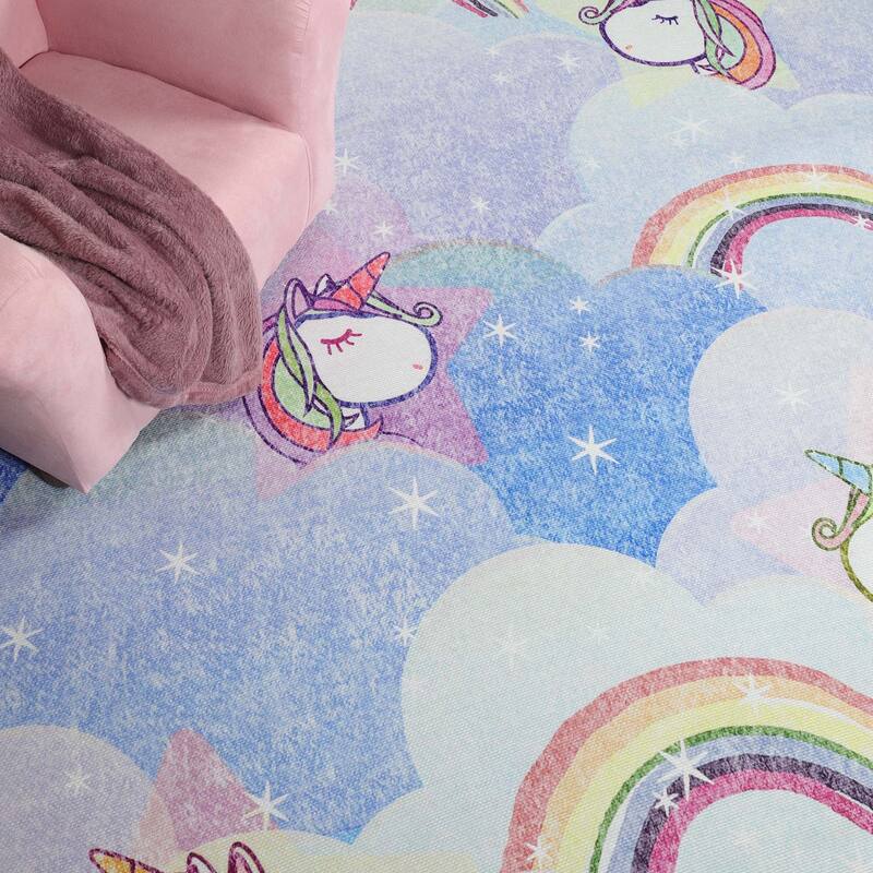 Unicorn Rainbow Colorful Playroom Indoor Area Rug by Superior