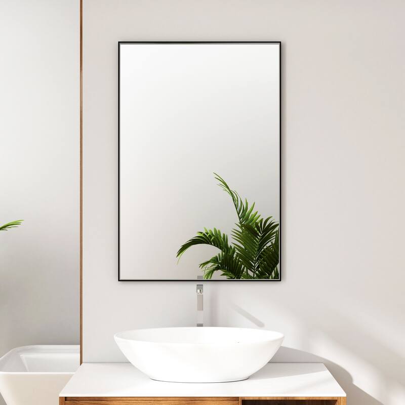 Organnice Rectangular Mirror Modern Black Frame Bathroom Vanity Mirror Clean Glass - 24"L*36"W