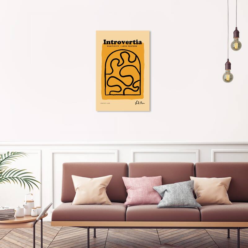 Wynwood Studio Canvas Typography and Quotes Introvertia Positive Love Orange and Modern & Contemporary Wall Art Canvas Print - 20 x 30