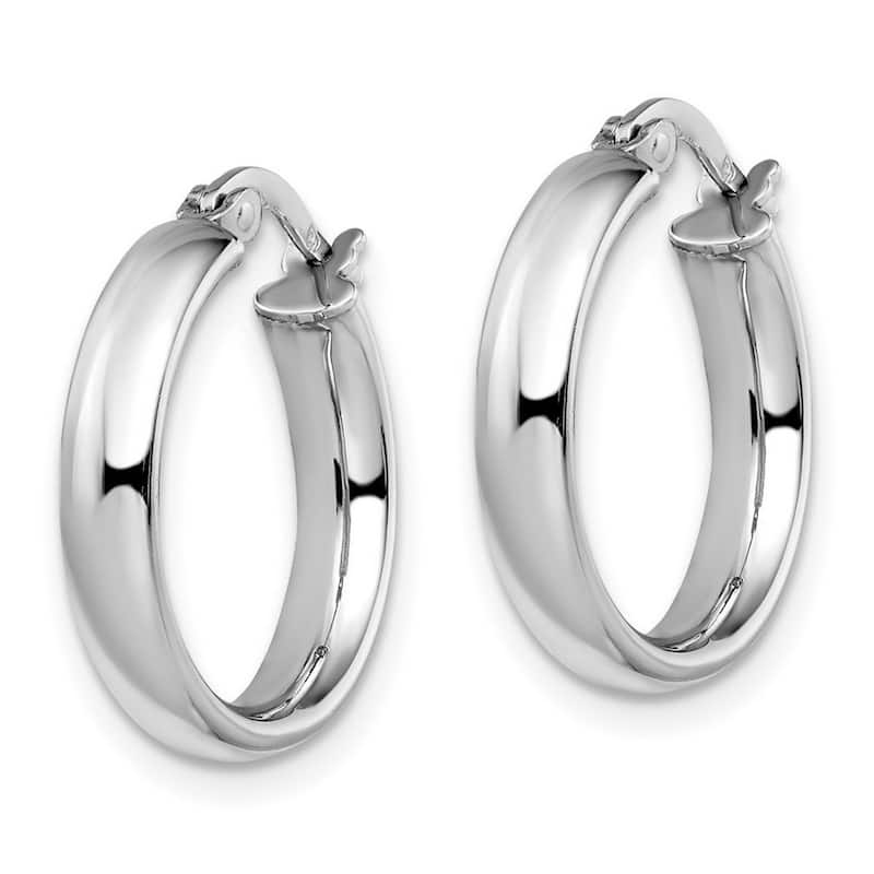 Curata 14k White Gold Polished Domed 20.5x4mm Classic Hoop Earrings