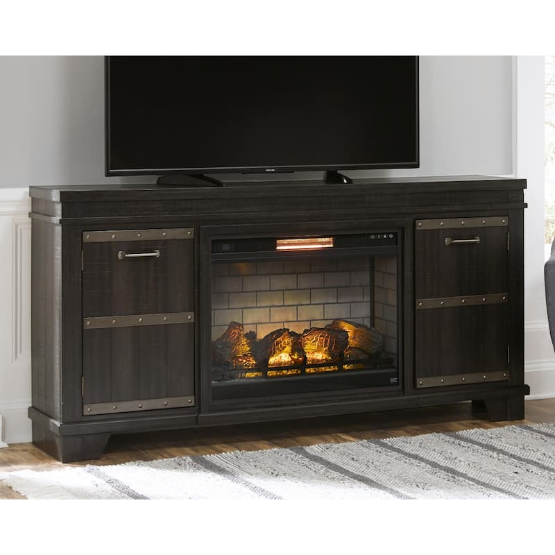 Entertainment Black Contemporary Large Fireplace Insert