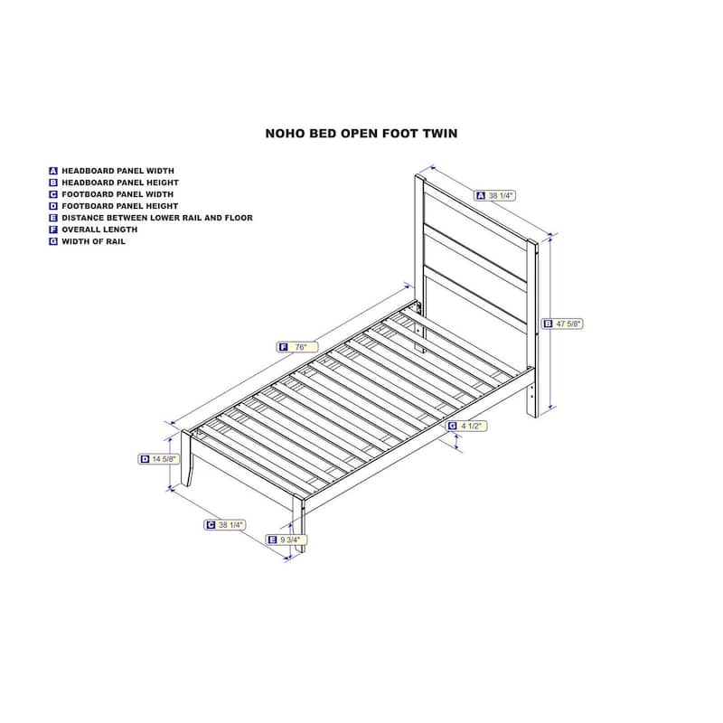 Twin Bed Platform Wood Frame - Modern Luxury Bed Walnut Finish