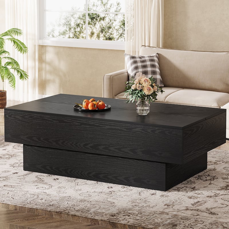 55-Inch Wood Coffee Table, Large Rectangle Tea Table, Center Table for Living Room, Office Reception