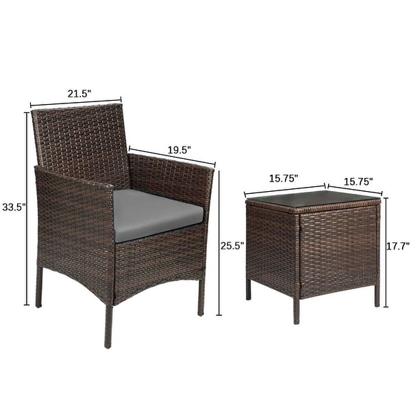 Homall 3 Pieces Patio Porch Furniture Sets PE Rattan Wicker Chairs