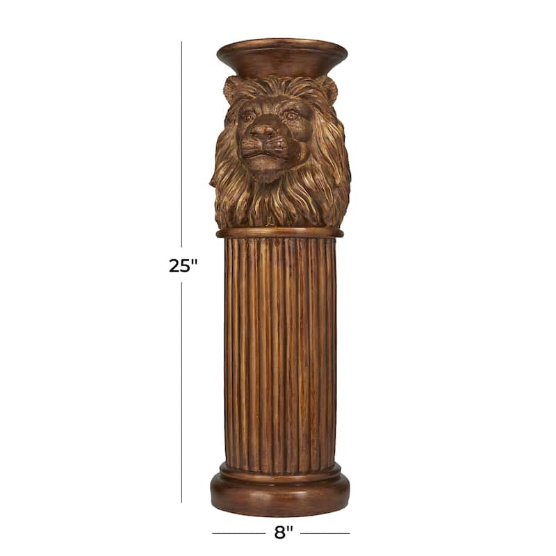 Polystone Lion Pedestal Table - Bronze - Roche River Decor
