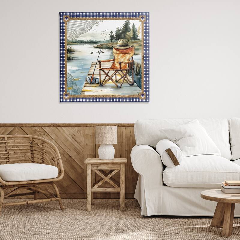 Stupell Fishing Chair on Dock Canvas Wall Art Design By Nicole DeCamp