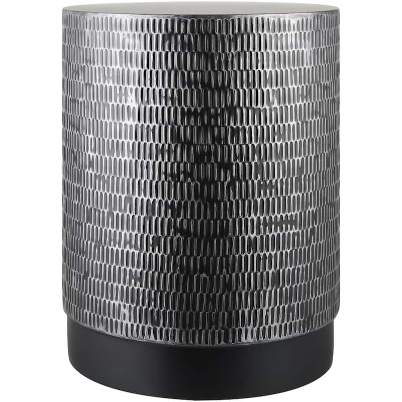 Ezekiel Round Metal Textured End Table - 19"H x 15"W x 15"D