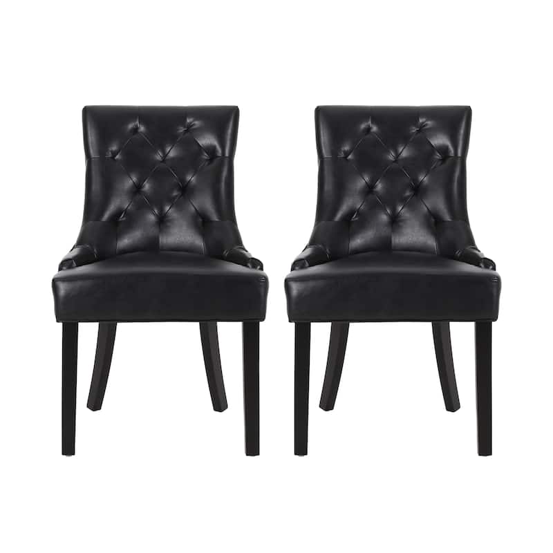 Modern Tufted Diamond Quilted Dining Chairs with Sloping Arms and Upholstered Seat for Dining Rooms, Set of 2