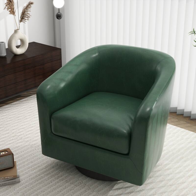 Round Barrel Armchair 360-Degree Swivel Accent Chairs
