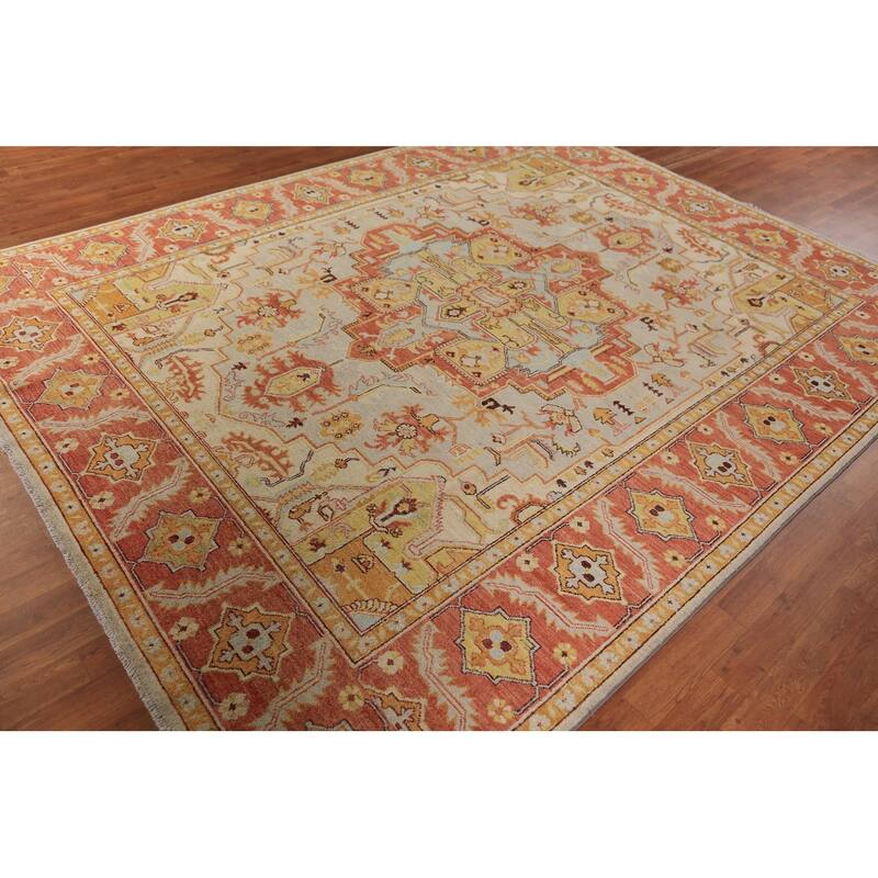 Heriz Serapi Vegetable Dye Area Rug Handmade Wool Carpet - 8'0"x 10'2"