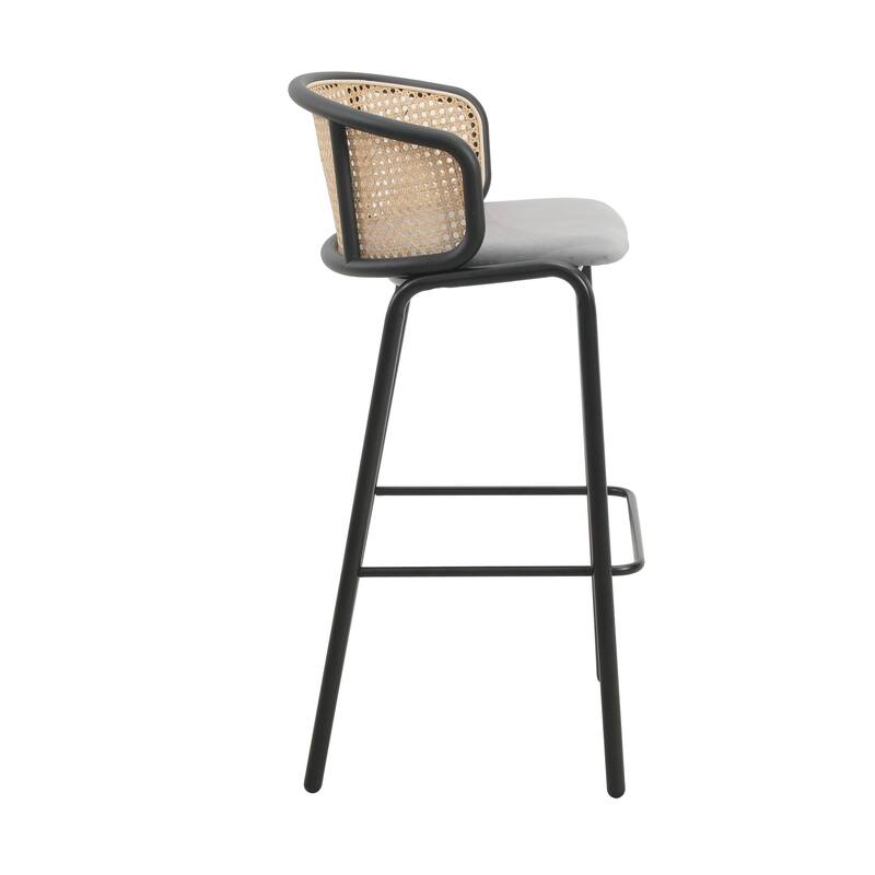 LeisureMod Ervilla Bar Stool with Black Powder Coated Steel Frame Set of 2 - 37"