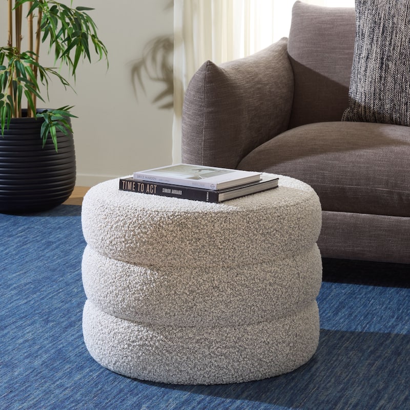 SAFAVIEH Home Ryth Ottoman - White/Black