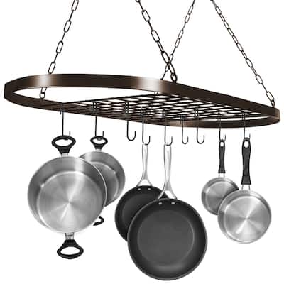 Sorbus Pot and Pan Rack for Ceiling with Hooks - Multi-Purpose Storage Rack