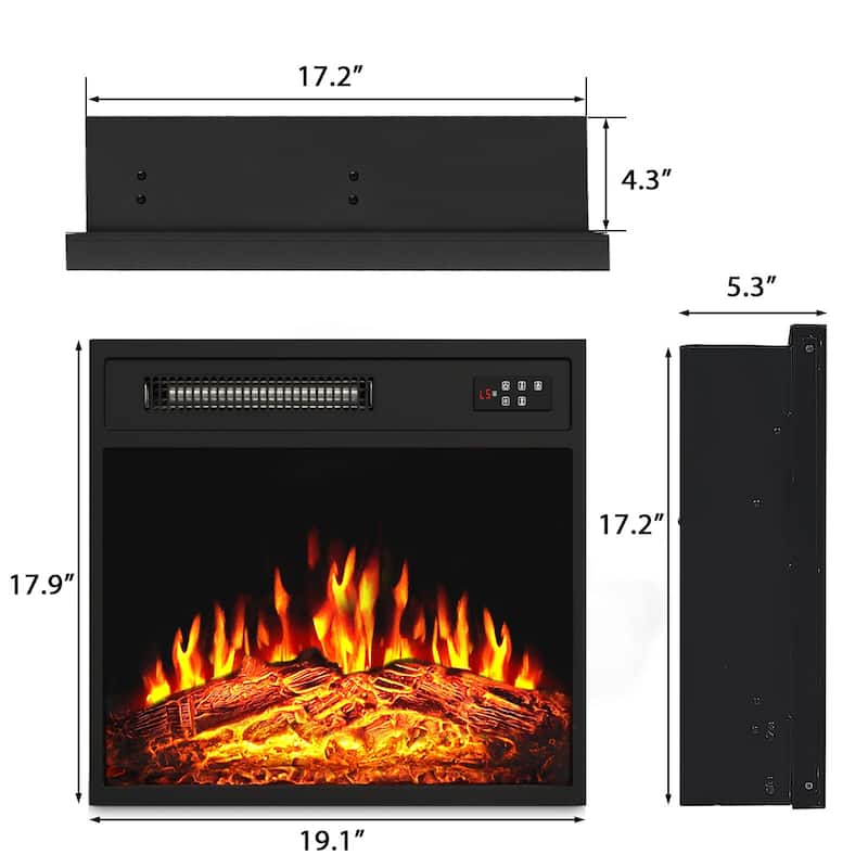 BOSSIN 18/23 inches Electric Fireplace Heater, 750/1500W Electric Fireplace Insert with Overheating Protection