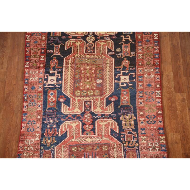 Tribal Meshkin Persian Runner Rug Vintage Wool Carpet - 3'4"x 9'5"