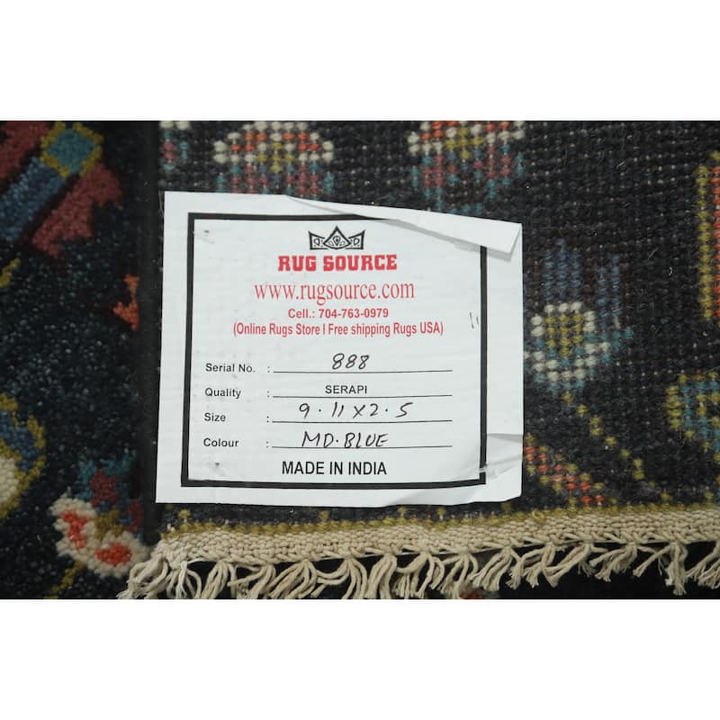 Hand-knotted Traditional Wool Grey Geometric Oriental Area Rug - 9' 11'' X 2' 5''