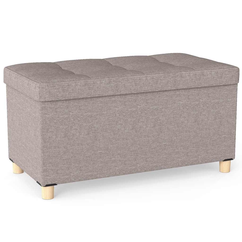 Costway 1/2 PCS 30” Storage Ottoman Bench with Tray Rubber Wood Legs