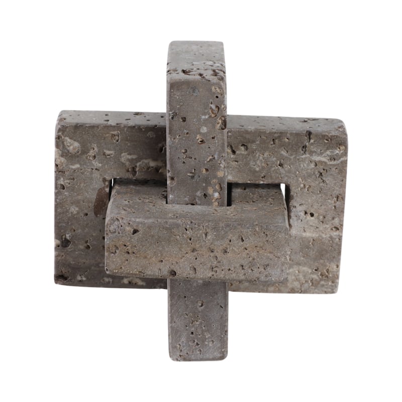 Stone Metal Decorative Object Interlocking Block Geometric Sculpture