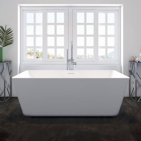 Holland 67" Freestanding White Acrylic Bathtub with No Faucet