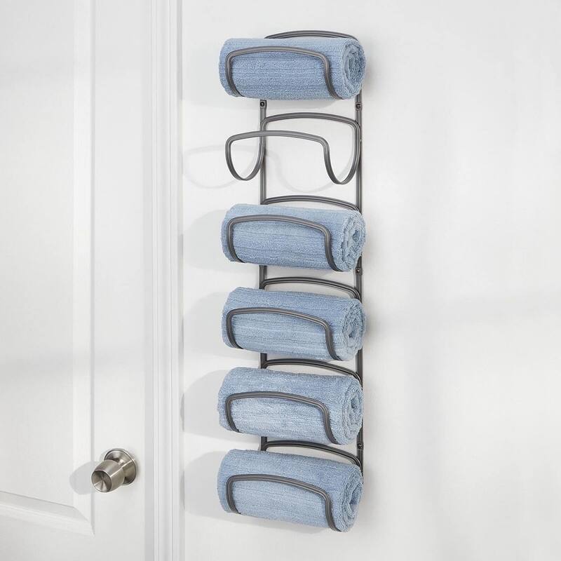 Bathroom six-layer wall-mounted steel towel storage rack