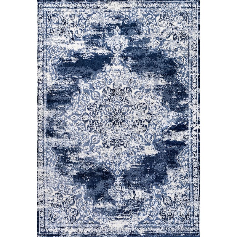 JONATHAN Y Rosalia Ornate Medallion Modern Area Rug - 3 X 5 - Navy/Ivory