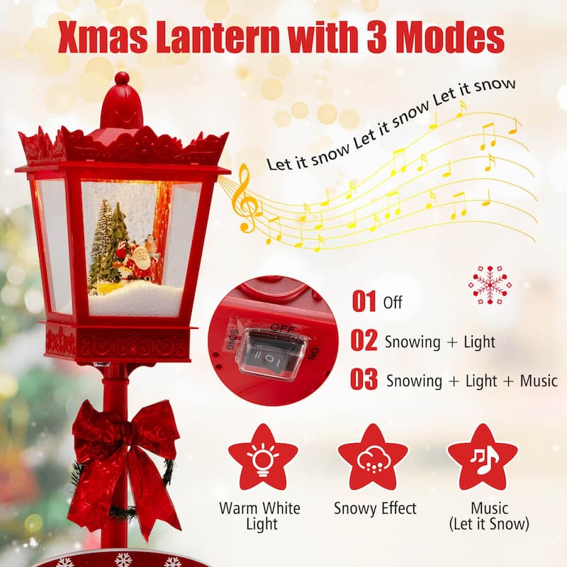 Costway 8 ft Musical Christmas Streetlight with Warm White LED Lights - See Details