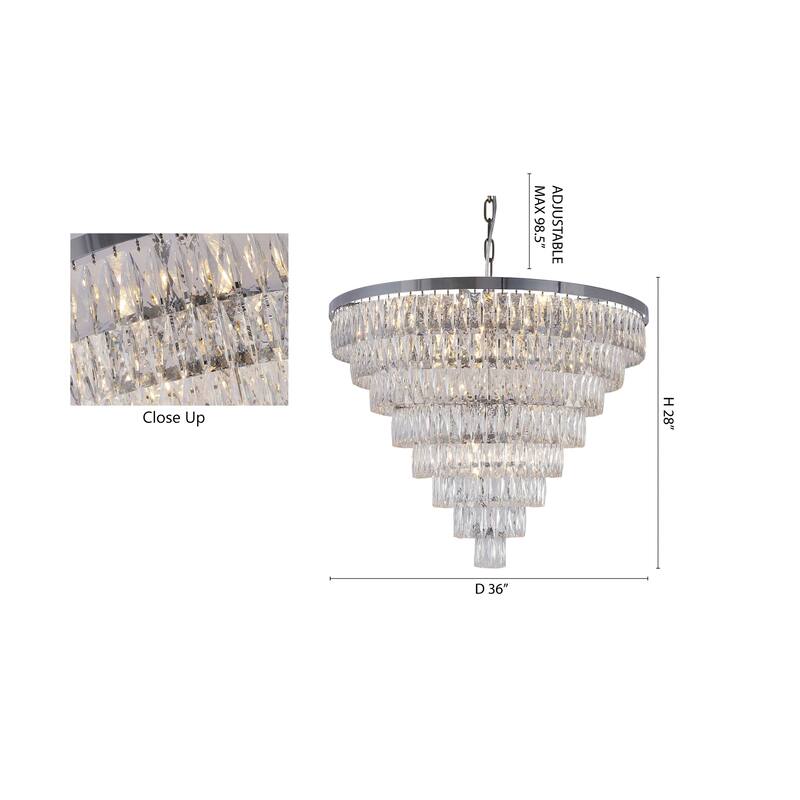 27-Light Chrome Chandelier With Clear Crystals