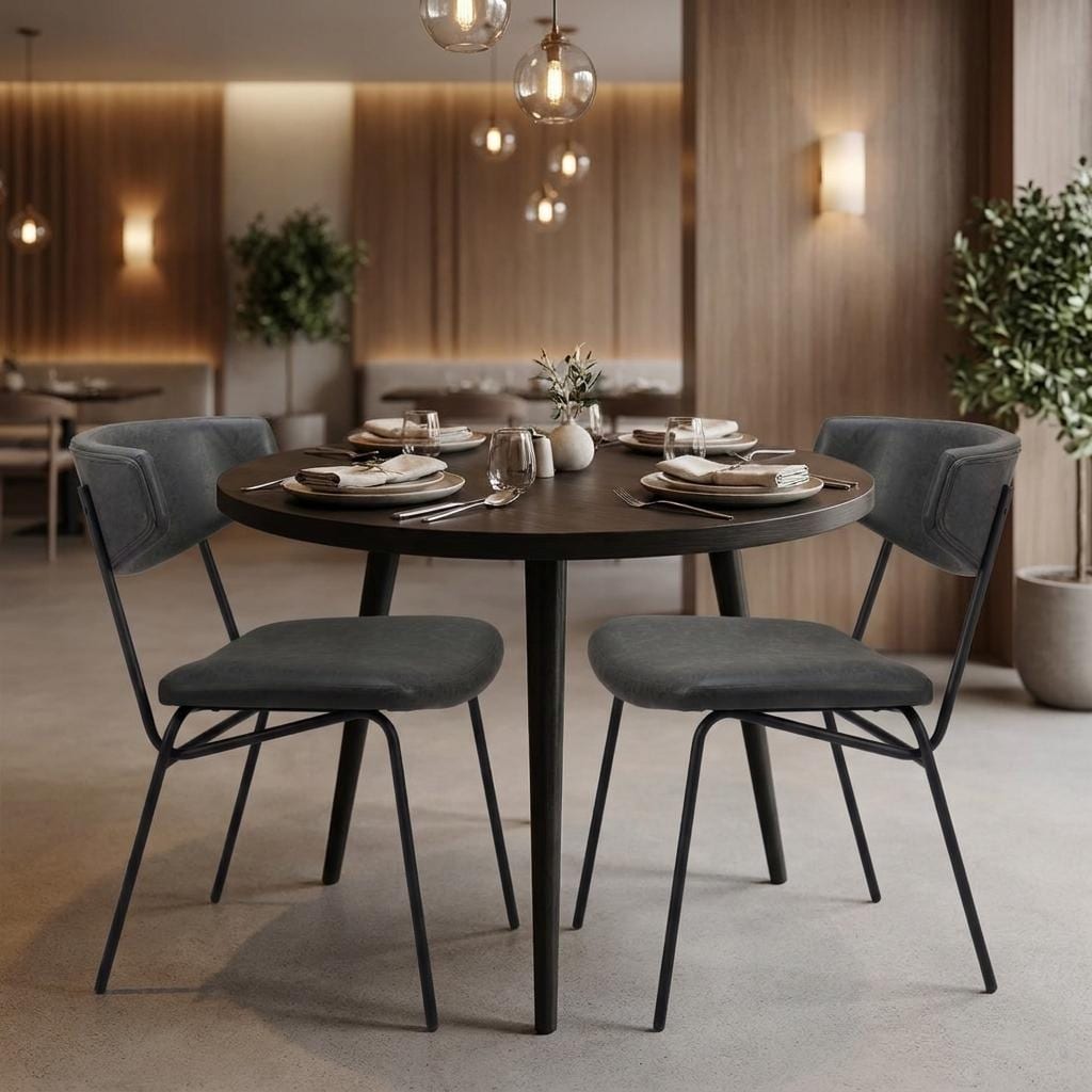 HomeRoots Set of Two Gray and Black Upholstered Faux Leather Open Back Dining Side Chairs - 20.00 in. x 30.30 in. x 24.00 in.