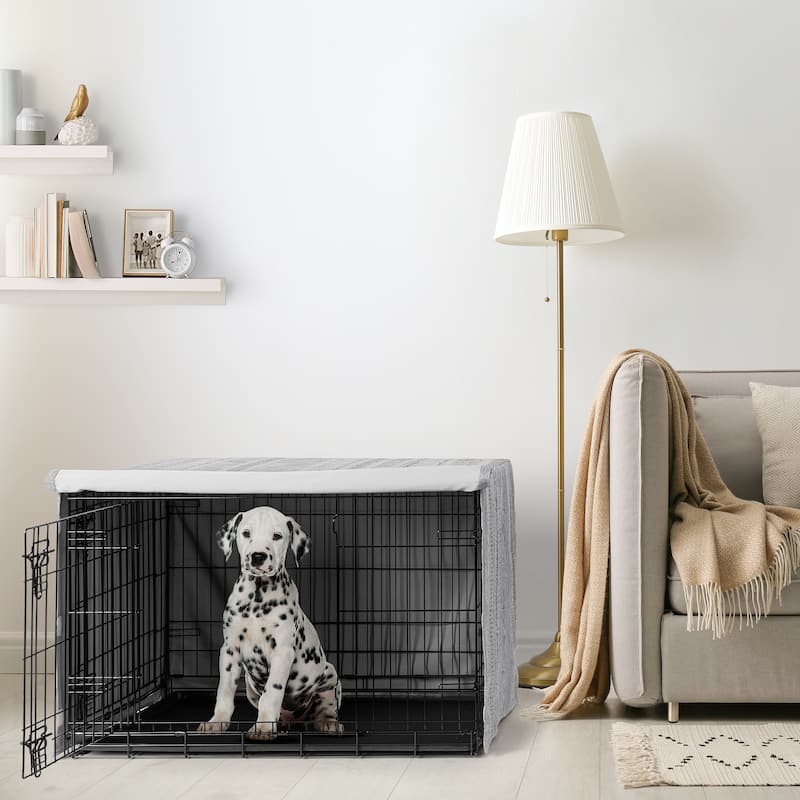 Sweet Jojo Designs Grey Boho Tribal Bohemian Boy Girl Gender Neutral Unisex Dog Crate Kennel Cover 36in. Jacquard Aztec Modern
