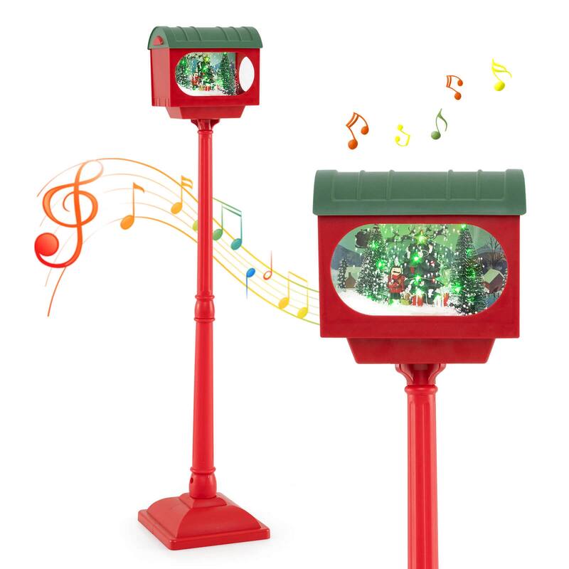 Costway 59 Inch Musical Christmas Street Lamp with Sound-Activated - Red - See Details - Red - See Details - overstock.com/bedbathandbeyond.com