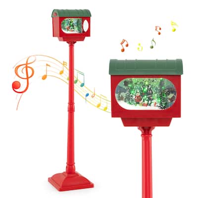 Costway 59 Inch Musical Christmas Street Lamp with Sound-Activated - Red - See Details
