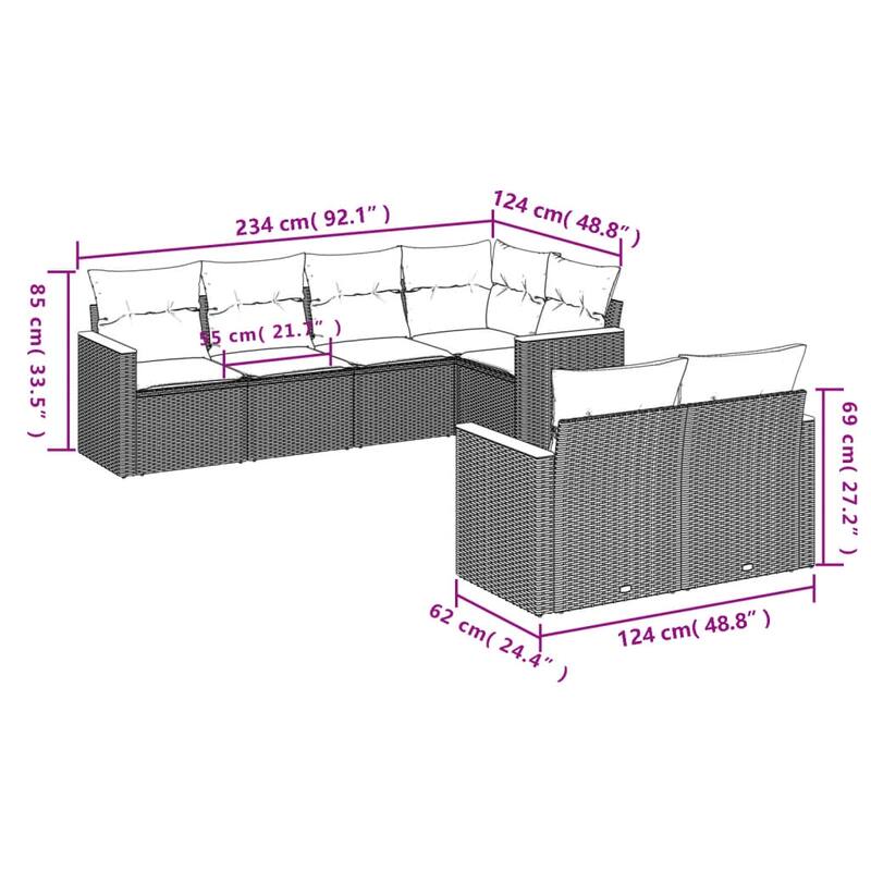 vidaXL Garden Sofa Set Black - 24.4 x 24.4 x 27.2
