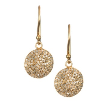 Genuine Pave Diamond Disc Earrings In Sterling Silver With Gold Genuine Pave Diamond Disc Earrings In Sterling Silver With Gold Rhodium