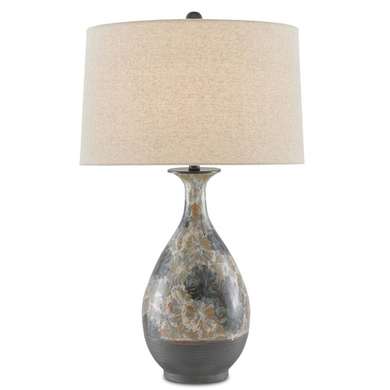 Currey & Company Frangipani Table Lamp - 34"h x 20"dia - 34"h x 20"dia - Cream/Blue/Brown