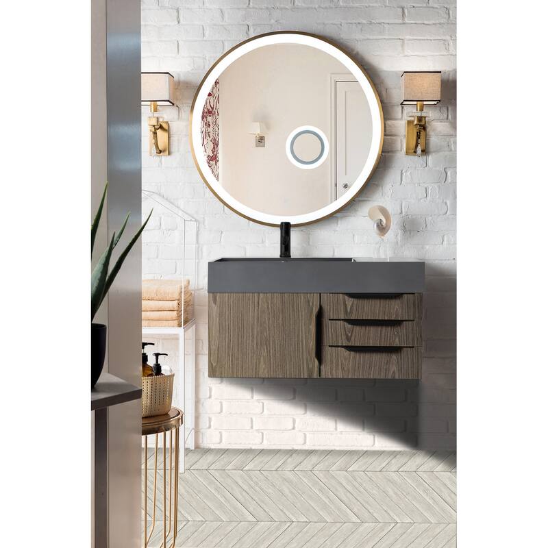 James Martin Vanities Mercer Island 36" Single Vanity, Ash Gray with Matte Black Hardware