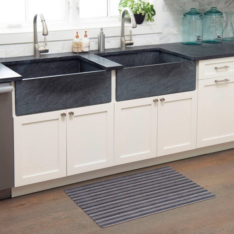 SoHome Smooth Step Striped Machine Washable Kitchen Mat, 24"x35"