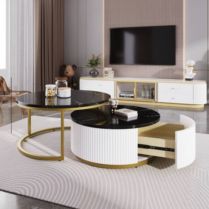 Sophisticated Nesting Coffee Table with Drawer
