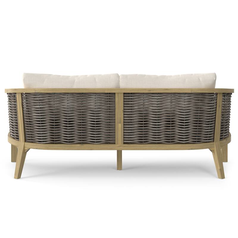 WyndenHall Iris 70 inch Wide Contemporary Outdoor Sofa in Natural Polyester Fabric, Fully Assembled