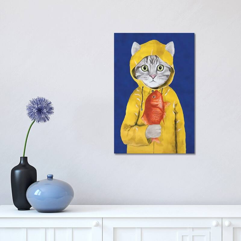 iCanvas "Cat With Fish" by Coco de Paris Canvas Print - 18x12x1.5