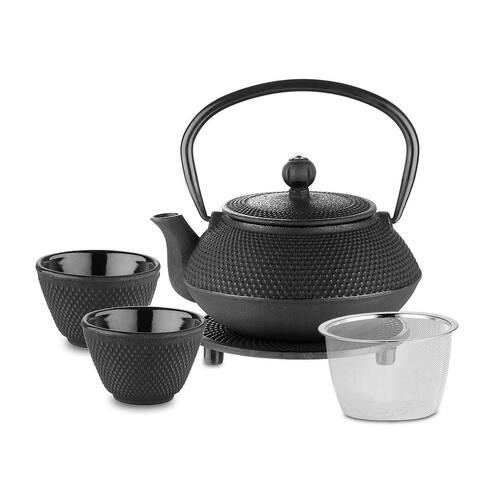 Velaze Cast Iron 24 oz. Teapot Set with 2 Cups and Trivet