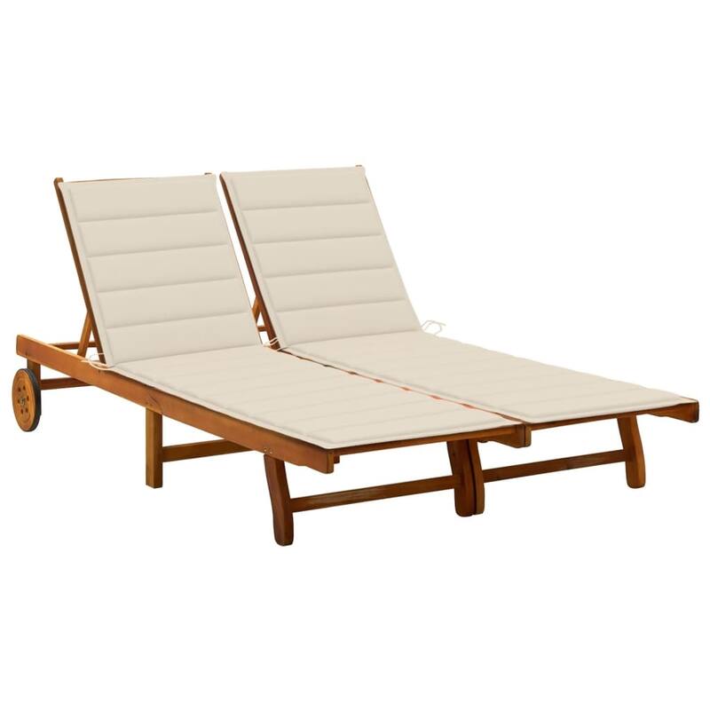 vidaXL Patio Lounge Chair Sunbed Sunlounger with Cushion Solid Acacia Wood