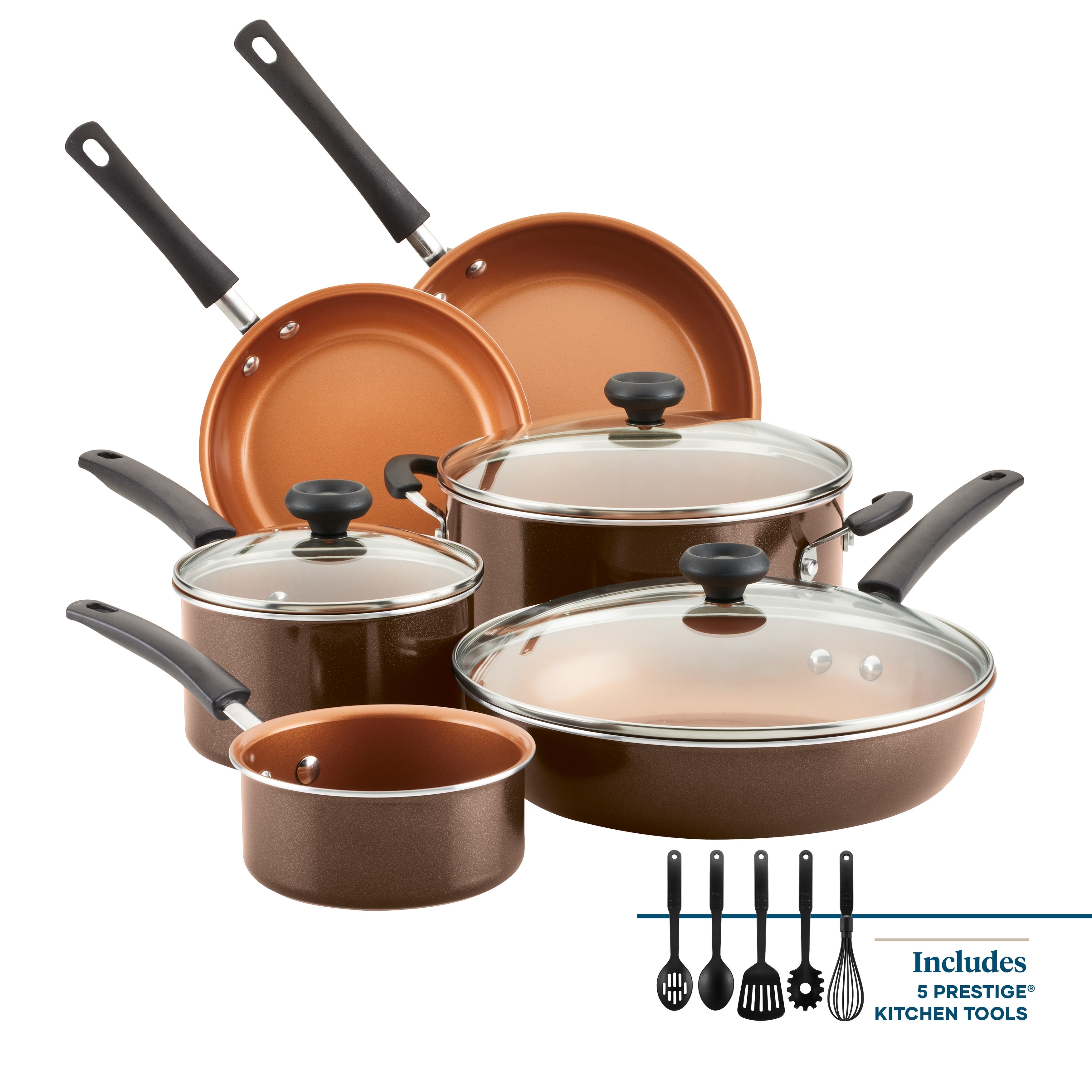 Farberware Easy Clean Aluminum Nonstick Cookware Pots and Pans  Set,11-Piece,Aqua