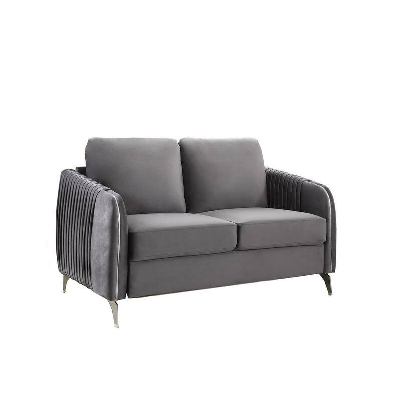 54" Gray Velvet Modern Chic Loveseat Couch